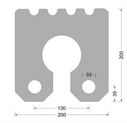 Sleutelgatfender - 200x200mm - ribbed toplaag