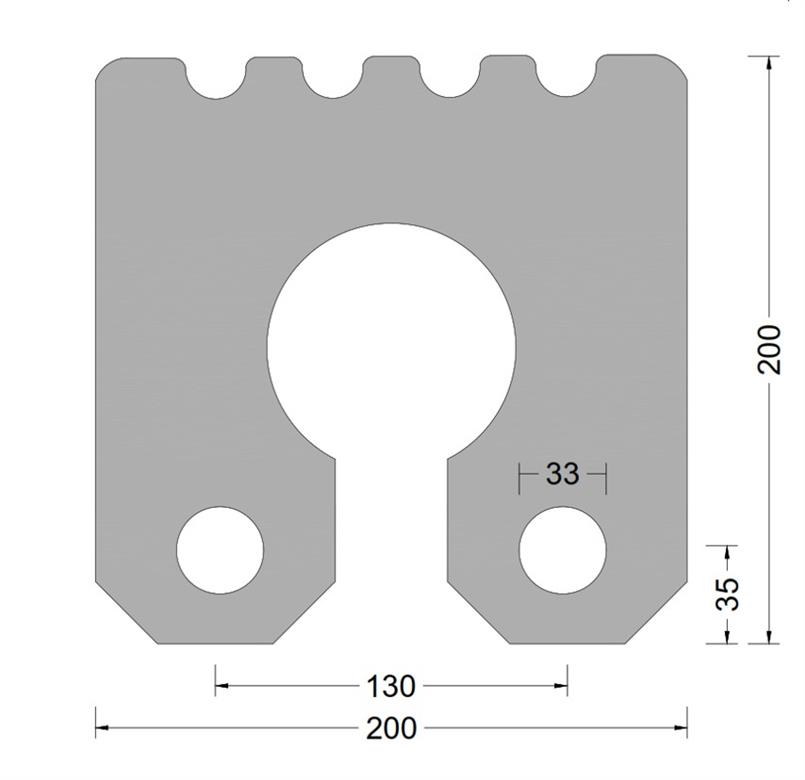 Sleutelgatfender - 200x200mm - ribbed toplaag