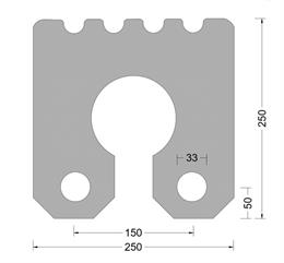 Sleutelgatfender - 250x250mm - ribbed toplaag