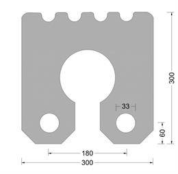 Sleutelgatfender - 300x300mm - ribbed toplaag