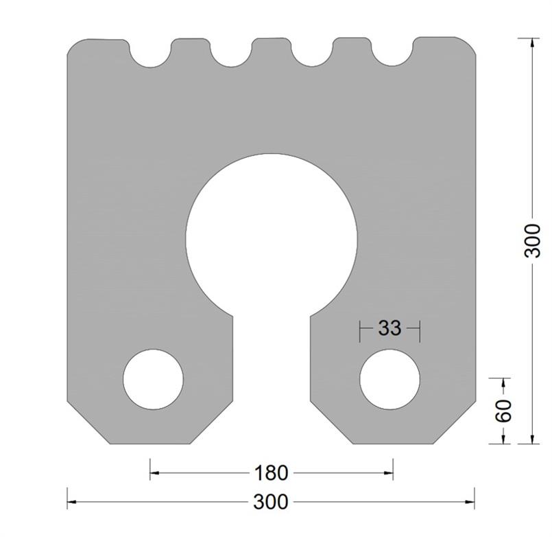 Sleutelgatfender - 300x300mm - ribbed toplaag