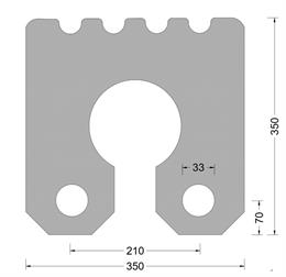 Sleutelgatfender - 350x350mm - ribbed toplaag