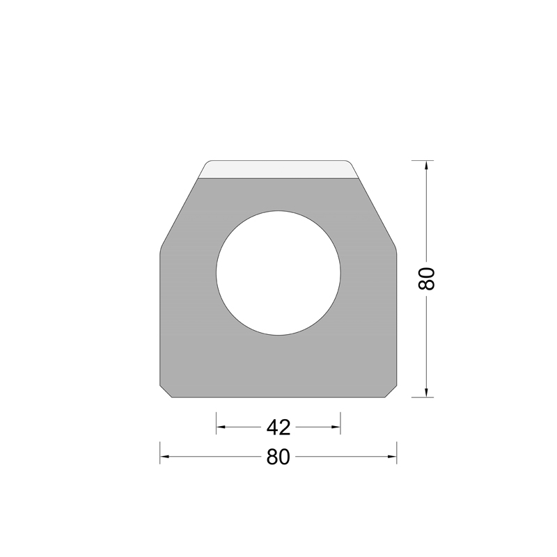 Trapezium fender (CF-C) 080x080mm - O-kamer 42mm - (UHMW-PE top)