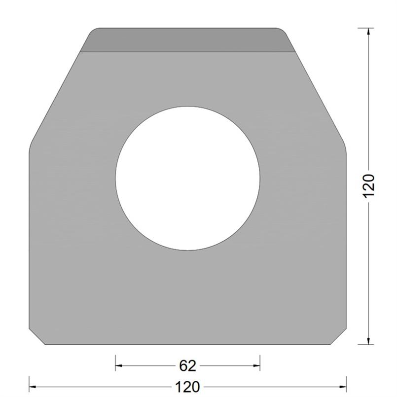 Trapezium fender (CF-C) 120x120mm - O-kamer 62mm - (UHMW-PE top)