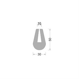 U-beschermings profiel - zwart - 10mm - BxH 30x50mm